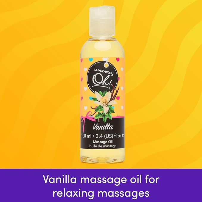 Lovehoney Vanilla Massage Oil - Infused with Essential Oils - Vegetarian Friendly - 3.4fl oz