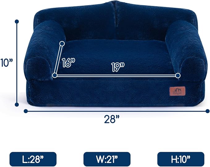Hollypet Medium Dog Large Cat Bed Puppy Couch Beds for Pets up to 35 lbs | Fluffy Dog Cat Couch Plush Soft Warming Pets Beds with Machine Washable Cover and Non-Slip Bottom