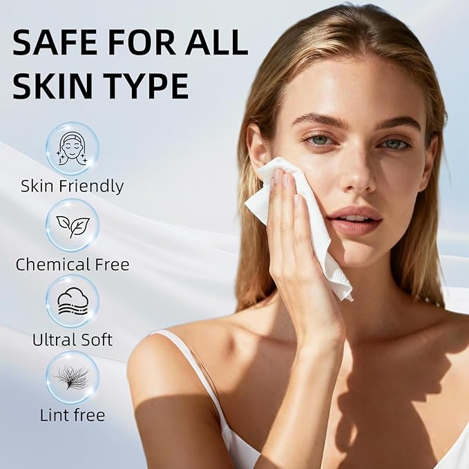 Disposable Face Towel XL (50 Count, 25x30cm) – Ultra Soft Lint-Free Facial Towels for Women Cleansing, Makeup Remover Dry Wipes, Travel Essentials, Bathroom & Guest Room Beauty Products