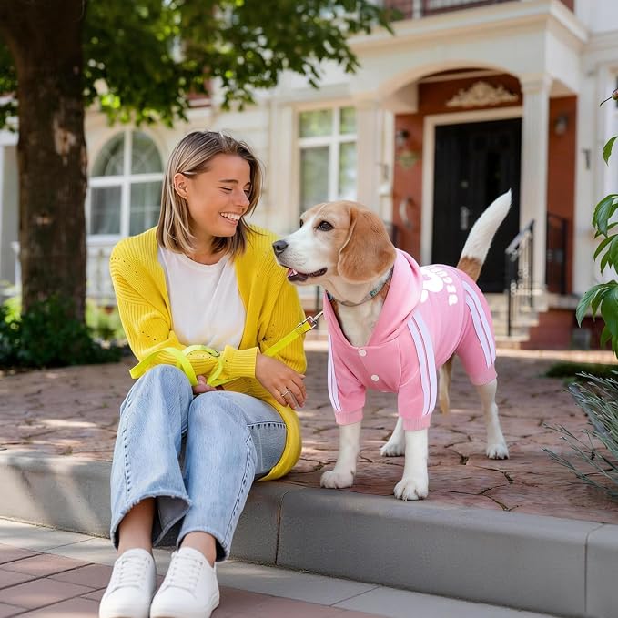 Dog Hoodie Security Clothes 4 Legs Jumpsuit Sweatshirt Hoodies Soft & Warm Dog Outfit Pullover Dog Winter Clothes Sweater for Small Medium Large Dogs Cats (Pink, X-Small)