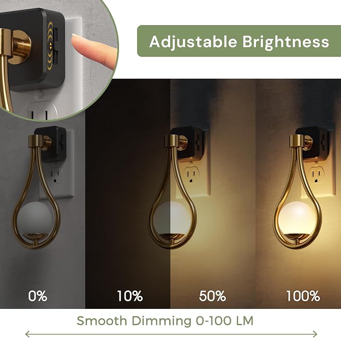 L LOHAS LED Night Lights Plug Into Wall, Dusk to Dawn Sensor | Soft White 3000K Nightlight, 0-100LM Adjustable Brightness 330°Rotating Plug in Night Light Bathroom Hallway Bedroom Stairway