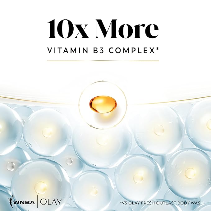 Olay Body Wash for Women, WNBA, Intensely Hydrating, Hyaluronic Acid Serum, Hydration On/Off Court, Improves Moisture Barrier, Vitamin B3 Complex, All Skin Types, Victory Vibes Vanilla Scent, 20 fl oz