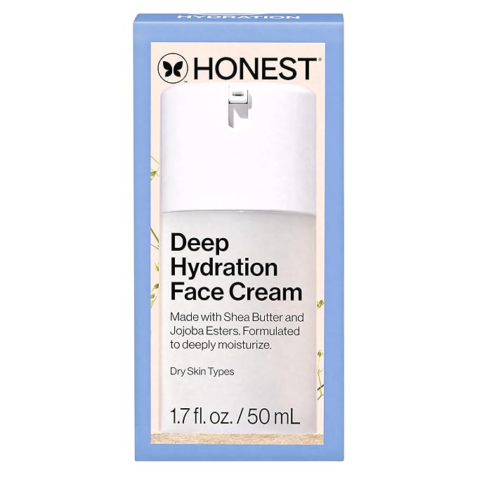 Honest Beauty Deep Hydration Face Cream for Dry Skin, Hydrates and Supports Natural Moisture Barrier, Hypoallergenic, Gentle Sensitive, 1.7 fl oz