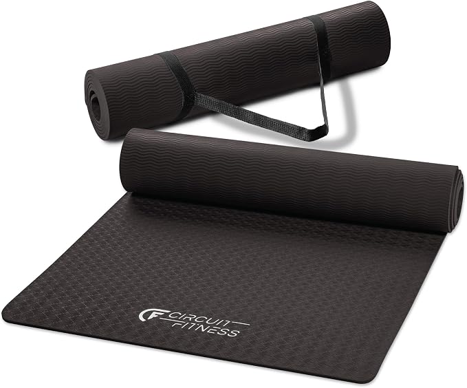 Circuit Fitness by Marcy Non-Slip Multi-Purpose Exercise Yoga Mats with Carrying Strap Multi-Thickness, Multi-Color Options