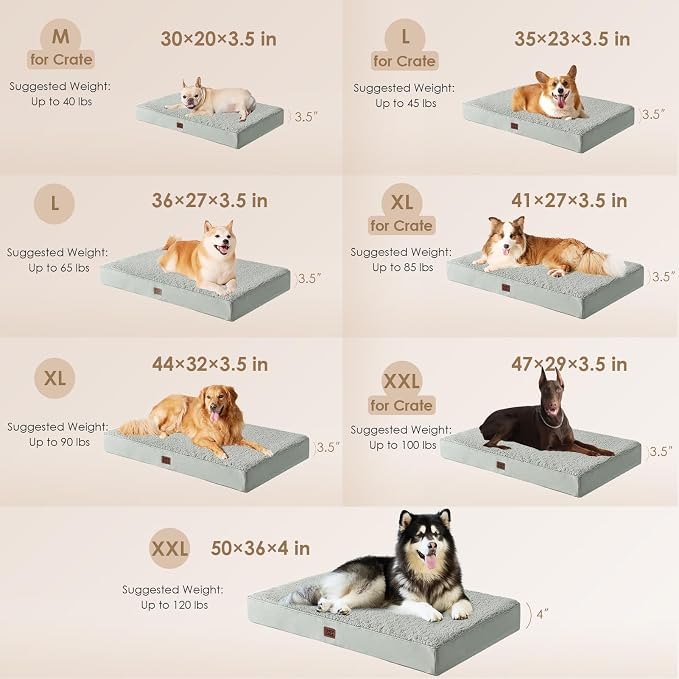 EHEYCIGA Orthopedic Dog Bed Extra Large with Removable Washable Cover, 47IN | Egg Crate Foam Support, Durable Oxford fabric, Non-Slip Bottom, Machine Washable, Soft Waterproof Plush Pet Bed Mat For Crate