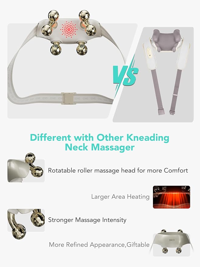 SKG Neck Massager for Pain Relief Deep Tissue Shiatsu Cordless Neck and Shoulder Massger with Heat Christmas Gifts for Men Women Dad Mon Grandpa H7 Ultra E