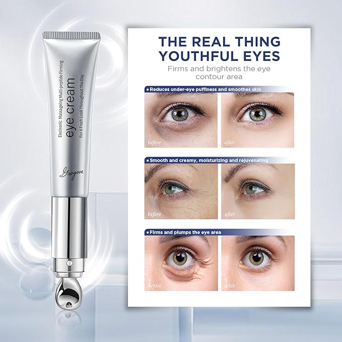 Under Eye Cream With Multi-Peptide Firming & Retinol & Caffeine & Niacinamide for Dark Circles, Puffiness Puffy Bags & Wrinkles Fine Lines Under Eyes, Electric Wrinkle Eraser Massaging Eye Serum 20ML