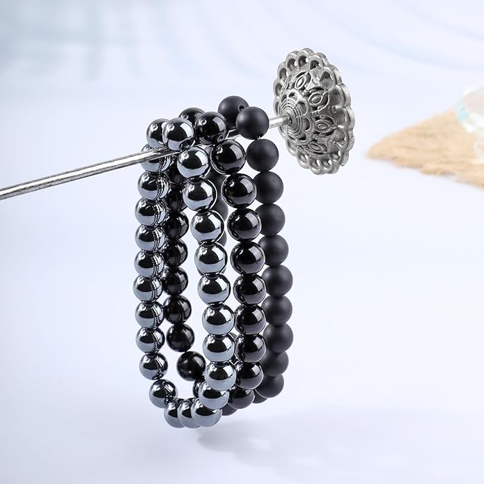NCB 2.3-Piece 4mm Natural Crystal Gemstone Stretch Bracelets – Handmade Reiki Energy Healing Jewelry for Meditation,Yoga, Unisex