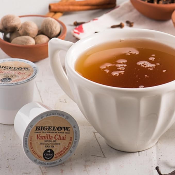 Bigelow Vanilla Chai Black Tea Keurig K-Cup Pods, 24 Count Box (Pack of 4), Caffeinated 96 K-Cup Pods Total
