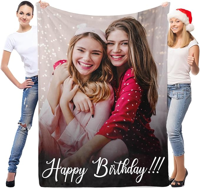 inkArts Custom Blanket with Photo, Personalized Blanket, Customized Photo Blankets, Customizable Picture Blankets, Personalized Birthday Photo Gifts for Women & Men