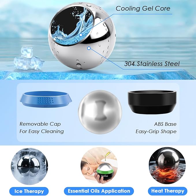Massage Ice Roller Ball - Cold & Heat Therapy Roller for Deep Tissue Massage Pain Relief, Plantar Fasciitis Roller (Black & Green)
