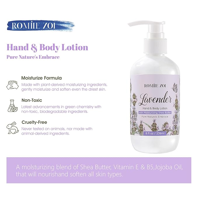 ROMIIE ZOI Daily Hand & Body Lotion with Moisturizing Shea Butter - Lavender - 236 ML / 8 FL OZ