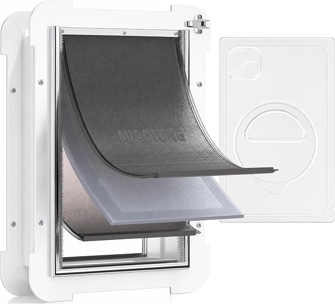 MIAOTONG Steel Dog Door for Door, 3-Flap, Sturdy and Durable,X-Small