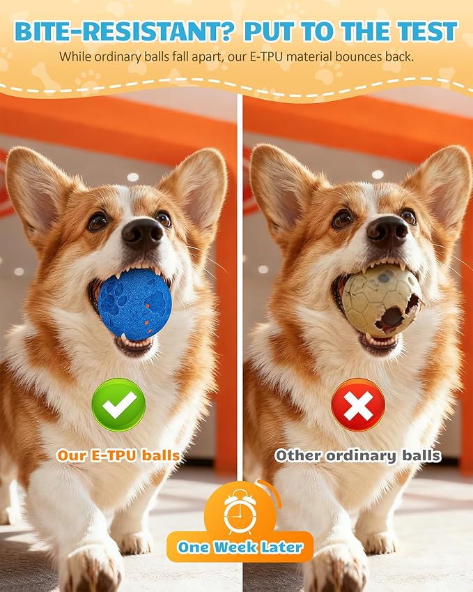 Interactive Dog Ball for Large Dogs, Self Moving Toy with Bouncing & Vibrating, 3.1" Chew-Resistant E-TPU, Indestructible, IPX7 Waterproof, Low Noise, Gift Bag – Perfect for Medium/Large Breed Dogs