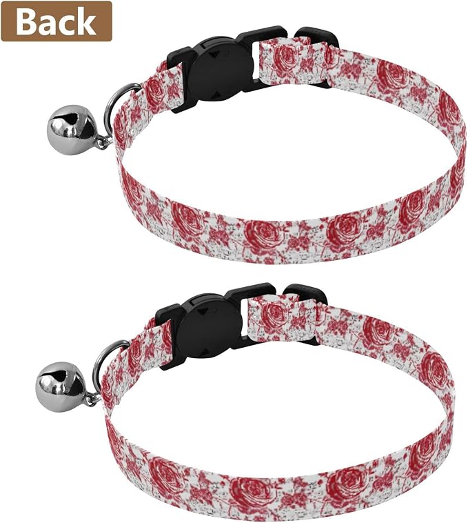 Vintage Red Roses Easy to Clean Cats Collar 2 Pack Dog Collars for Small Dogs