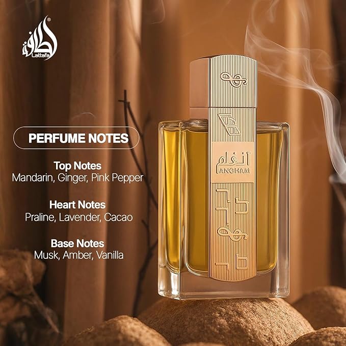 Lattafa Angham - Citrus, Lavender, Musk, Amber, Vanilla - Eau de Parfum Long-Lasting Fragrance for Unisex, 3.40 Ounce / 100 ml