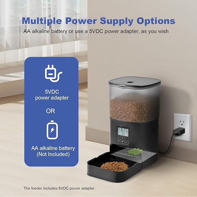 Automatic Cat Feeder, Cat Food Dispenser with 10s Voice Recorder, Pet Feeder up to 8 Meals per Day, Timed Feeder with Dry Food Sealed Ring