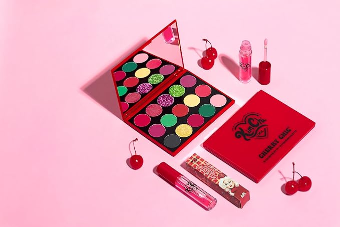 KimChi Chic Cherry Chic Eyeshadow Palette - 12 Ultra Pigmented Shades, Shimmer, Matte & Glitter Finishes, Talc Free & Infused with Vitamin E, Cruelty Free, Sex Kitten, 0.68oz