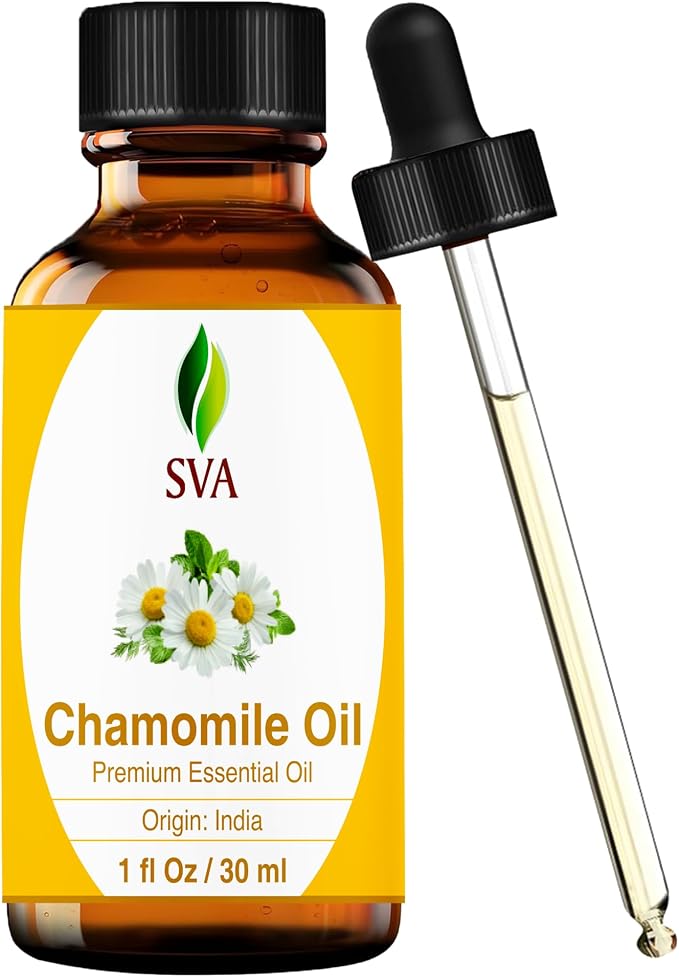 SVA Chamomile Essential Oil 1 Fl Oz – for Diffuser, Skin & Hair Care – Ideal for Massage & DIY Blends
