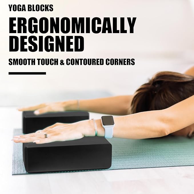 2 Pcs Yoga Blocks, 9"x6"x3" Foam Blocks Yoga Props for Pilates Stretching and Meditation Exercise Blocks Lightweight Yoga Essentials