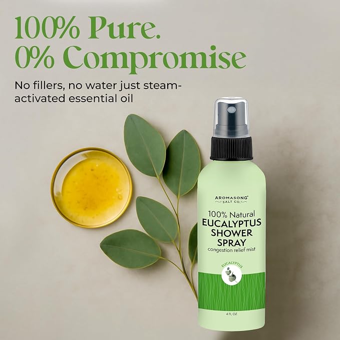 Aromasong Eucalyptus Shower Spray Aromatherapy (Pack of 2) – 100% Natural Eucalyptus Essential Oil Mist for Shower – Made in USA – Sinus Relief & Spa-Like Steam, 4 fl oz