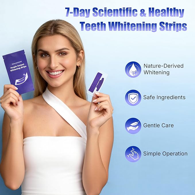 Natural Teeth whitening Strips Sensitive White Strips for Teeth whitening-7 Days for Smile Effective & Gentle Dental Whitener Peroxide-Free,Deep Stains Removal （14 Pices Mint ）