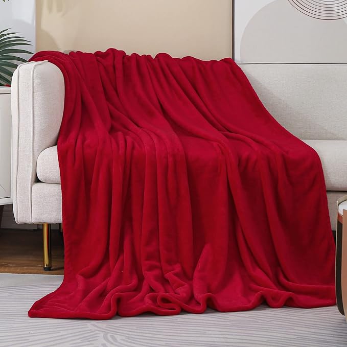 Red Fleece Plush Throw Blanket 50"x70"for Couch Sofa Fuzzy Cozy Flannel | Super Soft Lightweight Microfiber Blanket for Bed Chair bedroom Home Decor All Season,Birthday Gifts for Women Mom Adult