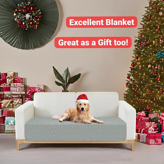 2026 Waterproof Sofa Dog Blanket (30"x53") Comfy Loveseat Couch Mat for Pets with Anti-Slip Back, Universal Incontinence Lightweight Liner Pad for Furniture Car Picnic etc Durable Washable, Light Grey