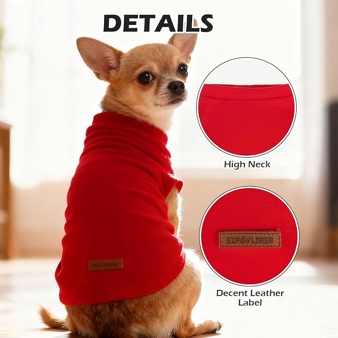 Cat Sweater Warm Fleece Pet Clothes for Cats Only | Soft Cat Vest Puppy Hoodie Coat, Fall Cold Winter Sweatshirt Pullover Clothing also for Small Dogs, Red L