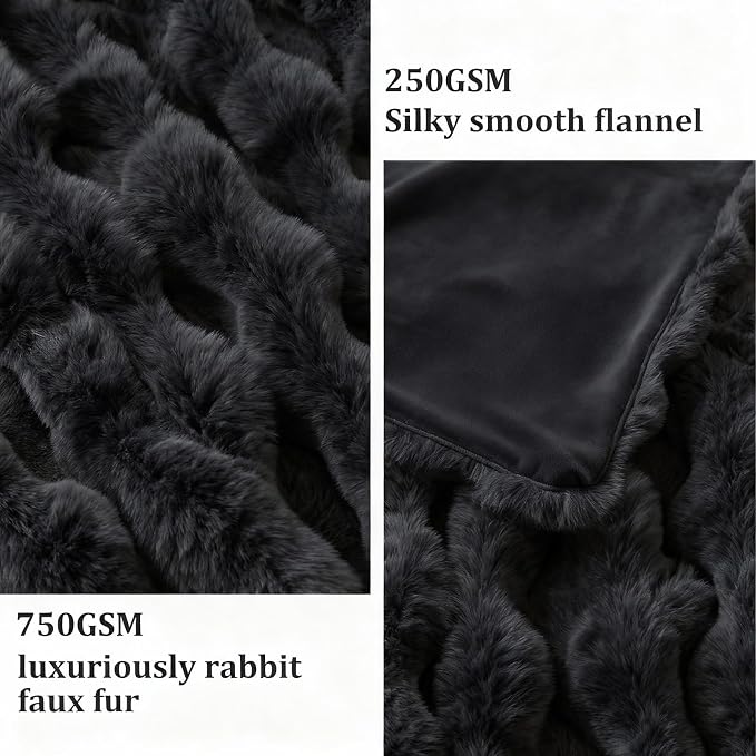 Faux Fur Throw Blanket for Couch, 1000 GSM Cozy Fuzzy Fluffy Soft Plush Thick Bubble Sherpa Blanket for Sofa Bedroom Living Room, Mothers Day Birthday Gifts for Women Home Decor