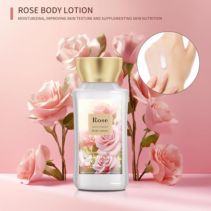 Mother's Day Rose Spa Gift Set - 3PCS Luxury Bath and Body Kit for Women with Shower Gel, Body Lotion & Body Mist - Portable Travel Size Self Care Gift for Mom, Wife, or Her
