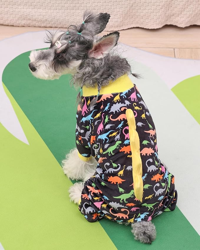 CuteBone Dinosaur Costume Dog Pajamas, Stretchy Spandex Crystal Velvet Sleepwear Coat for Small Dogs, Soft & Warm Pet Outfit Clothes for Cold Weather, Cozy Pullover Design COSP01XL