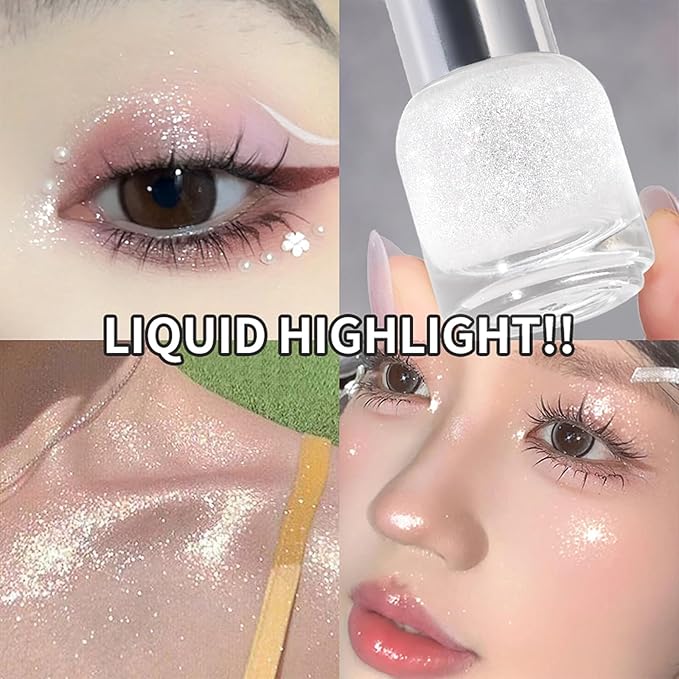 Diamond Roll On Liquid Highlighter for Radiant Glow, Watery-glowing Texture Shimmer Glow Face Luminizer, Long-Lasting Rollaway Body Glitter Makeup for Festival, Party & Daily Glow