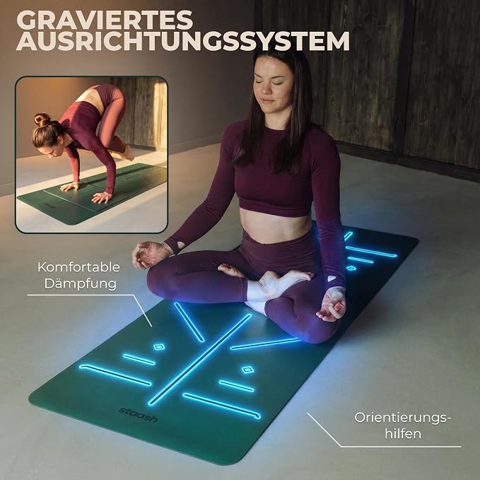 STAASH Premium Yoga Set – PU & Natural Rubber Mat + Towel + Strap + Knee Pad – Non-Slip Grip, Eco-Friendly, Studio Quality