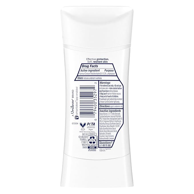Dove Advanced Care Antiperspirant Deodorant Stick Cool Essentials 4 ct for helping your skin barrier repair after shaving 72 hour odor control and sweat protection with Pro Ceramide Technology 2.6 oz
