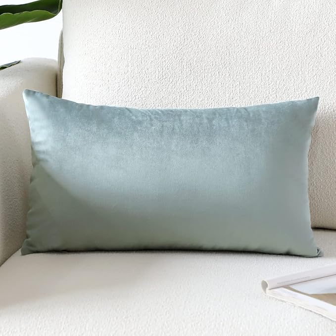Artscope Luxury Velvet Pillow Covers Super Soft Decorative Rectangle Throw Pillow Covers Case Cushion Covers for Sofa Couch Bedroom Car Decor 16x24 Inch Light Grey