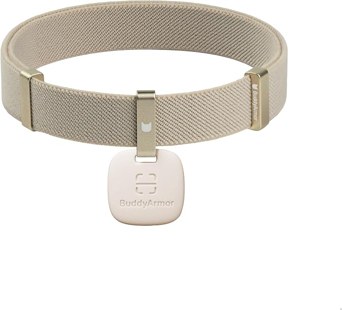 Cat Collar with QR Code Name Tag, 6-12" Adjustable Non Breakaway QR Code Cat Collar Elastic Release Personalized Online Pet Profile Scan Contact Silicone QR ID Tag for Cats (Beige, M)