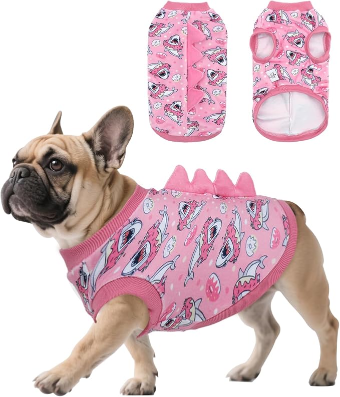 CuteBone Dinosaur Costume Dog Shirt, Stretchy Velvet T-Shirt Clothes for Small Dogs, Soft & Breathable Pet Tee Outfit Cat Apparel for Daily Wear, Cozy Pullover Design Puppy Fashion COSBX05S