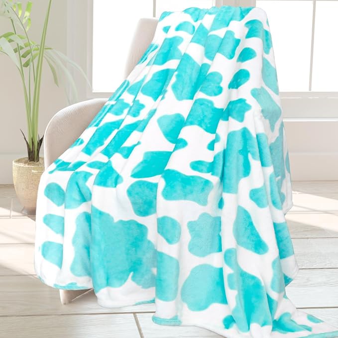 HSEEC Ultra Soft Flannel Throw Blanket 50x60 Inch - Cozy Lightweight Blue Couch Blanket for Bed, Sofa & Travel - Plush Warm Fleece Throws for Adults & Kids