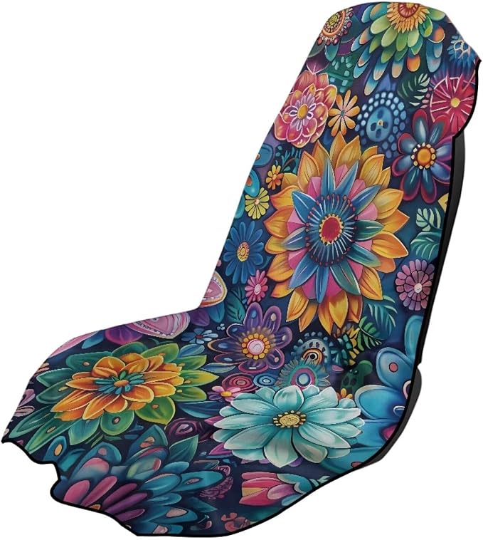 INSTANTARTS Dahlia Car Seat Towel Covers Yoga Towel Car Seat Cover Portable Yoga Mat Car Seat Cover