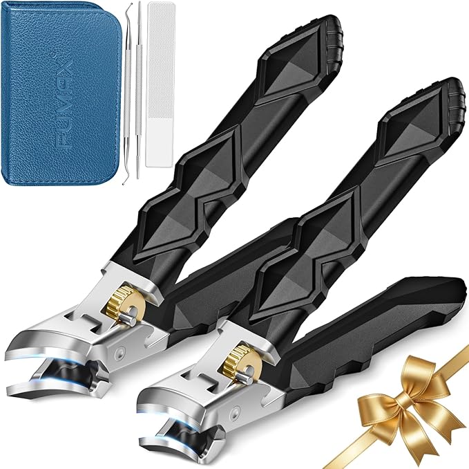 Toenail Clippers for Thick Toenails, Nail Clippers for Men with Wide Jaw Opening, Heavy Duty Ingrown Toe Nail Clippers with Long Handle for Seniors, Large Nail Cutter Set Gifts for Men Women
