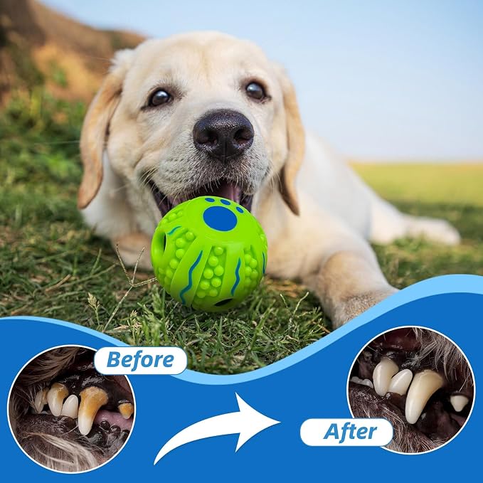 Spiky Interactive Dog Toys Ball, Wave, XL, 5.51 in (14 cm) | Shaking with Gibbering Sound, For Training, Teeth Cleaning, Herding
