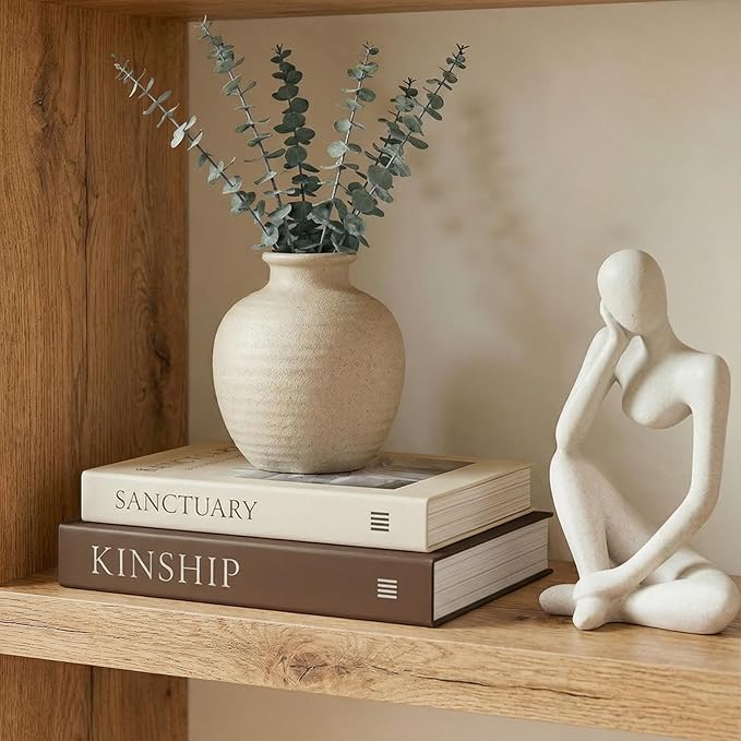 Decorative Book Boxes for Coffee Table Decor (Set of 2) - Faux Books with Hidden Storage - Modern Warm Luxury & Neutral Home Accents - Sanctuary & Kinship (Chocolate Brown & Beige)