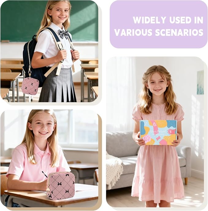 First Period Kit for Teen Girls, Bow Tie Corduroy Cute Sanitary Napkin Storage Bag, Menstrual Pad Bag Tampon Holder for Purse, First Period Gifts (Bow Tie)