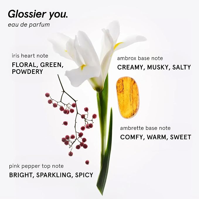 Glossier You Eau de Parfum - Unisex Fragrance for Men & Women, Skin-Scent Enhancer Smells Different on Everyone - Musky, Warm & Spicy Perfume with Pink Pepper, Iris & Ambrox Base Notes, 50ml