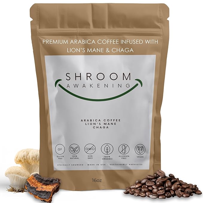 Stop Wasting Mornings Feeling Tired | Mushroom Coffee with Lion’s Mane & Chaga for Long-Lasting Energy, Focus & Wellness | Natural & Jitter-Free | 16oz