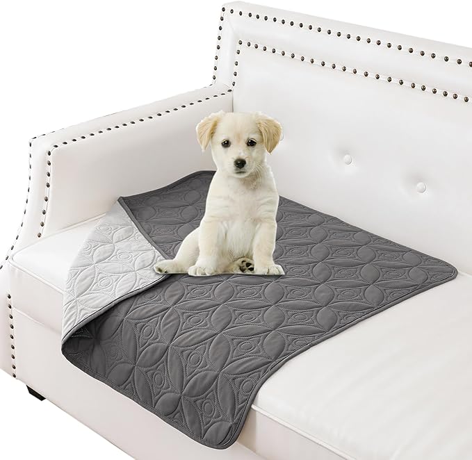 Waterproof Couch Cover for Dogs - Washable Pets Furniture Protector | TPU Leak-Proof Liner, Lightweight & Reversible, Fits Chair, Sofa, Bed, 30" x 30" , Lightgrey/Darkgrey