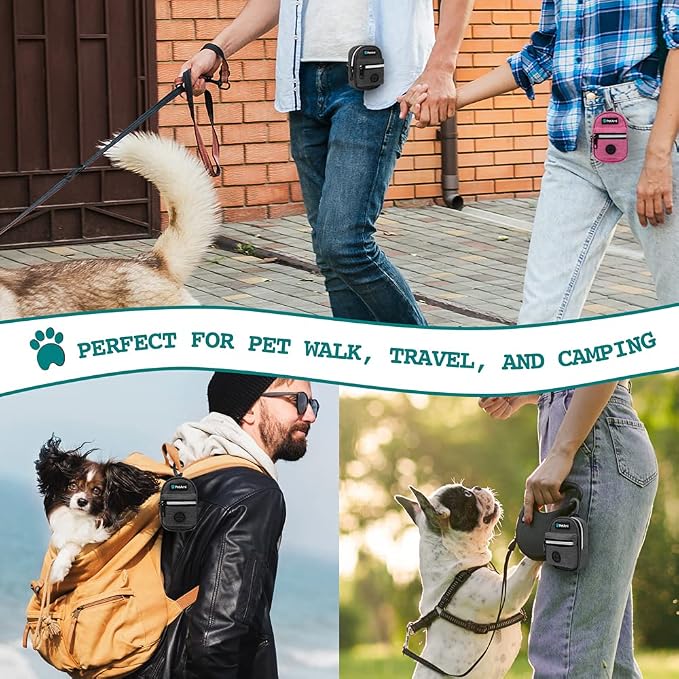 PetAmi Dog Poop Bag Holder for Leash Waste Bag Dispenser Pet Pouch Charcoal