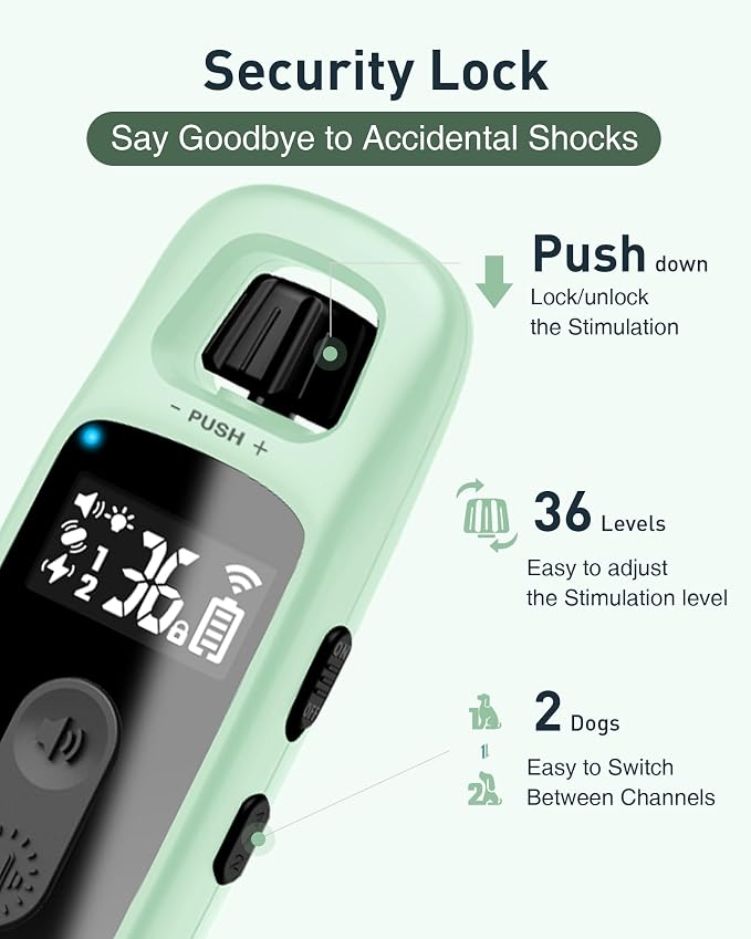 ABBIDOT Shock Collar for Dogs, 3300 FT Dog Training Collar with Remote, IPX7 Waterproof with 4 Training Modes, Rechargeable E-Collar for All Breeds (15-120 lbs) (Light Blue, 1 Collar)