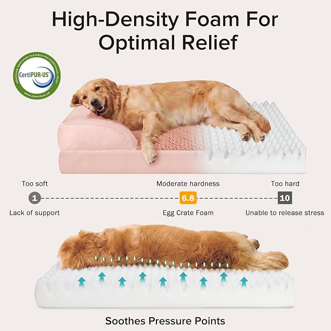 Jumbo Orthopedic Dog Bed for Extra Large Dogs, Waterproof, Egg-Crate Foam Dog Couch Bed with Washable Removable Cover, Waterproof Lining and Nonskid Bottom